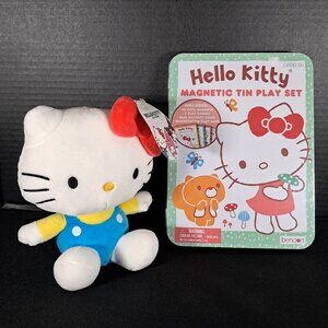 Hello Kitty Magnetic Tin Play Set And Hello Kitty Plush Toy New! Ages Three Plus